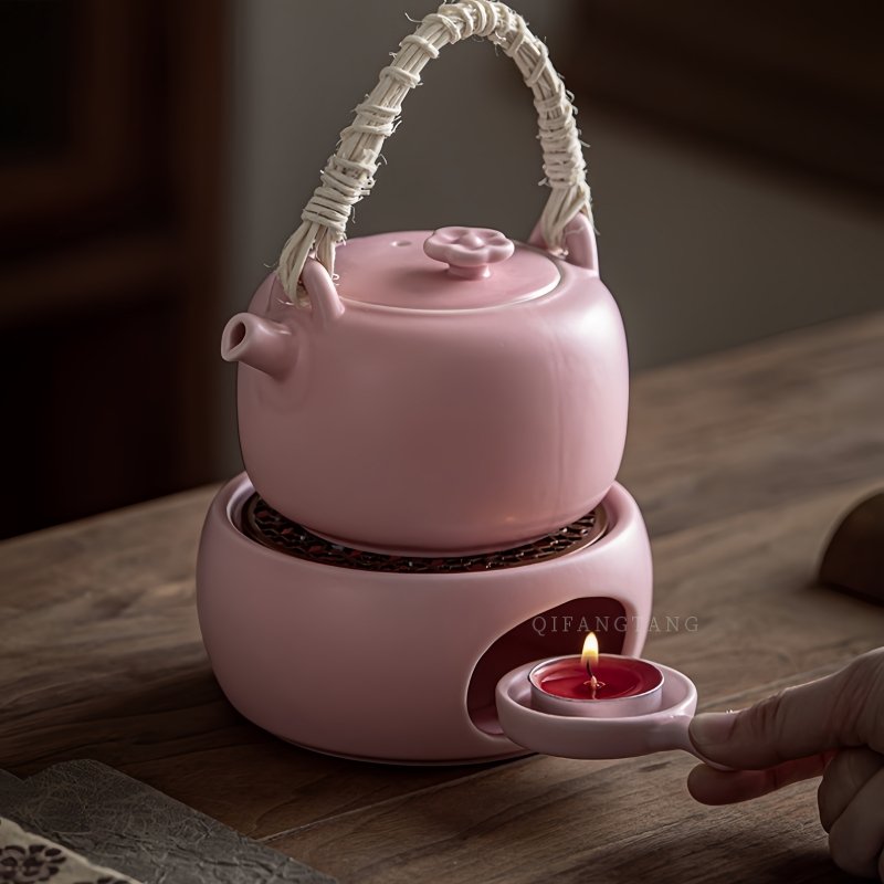 10.1 Fl Oz Pink Ceramic Hemp Rope Handle Heated Teapot And Candle Warmer 10.1 Fl Oz Pink Ceramic Hemp Rope Handle Heated Teapot And Candle Warmer