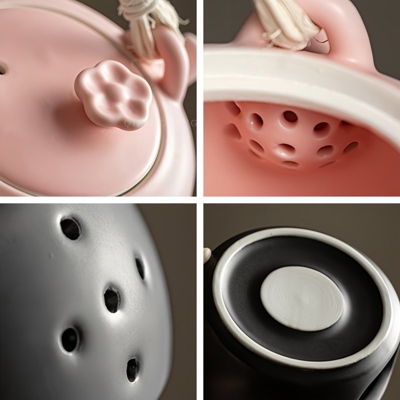 10.1 Fl Oz Pink Ceramic Hemp Rope Handle Heated Teapot And Candle Warmer 10.1 Fl Oz Pink Ceramic Hemp Rope Handle Heated Teapot And Candle Warmer