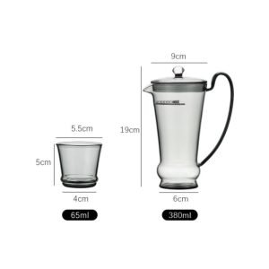 12.8 Fl Oz Grey And Transparent High Borosilicate Vintage Tall Glass Teapots With Moon Glass Infusers