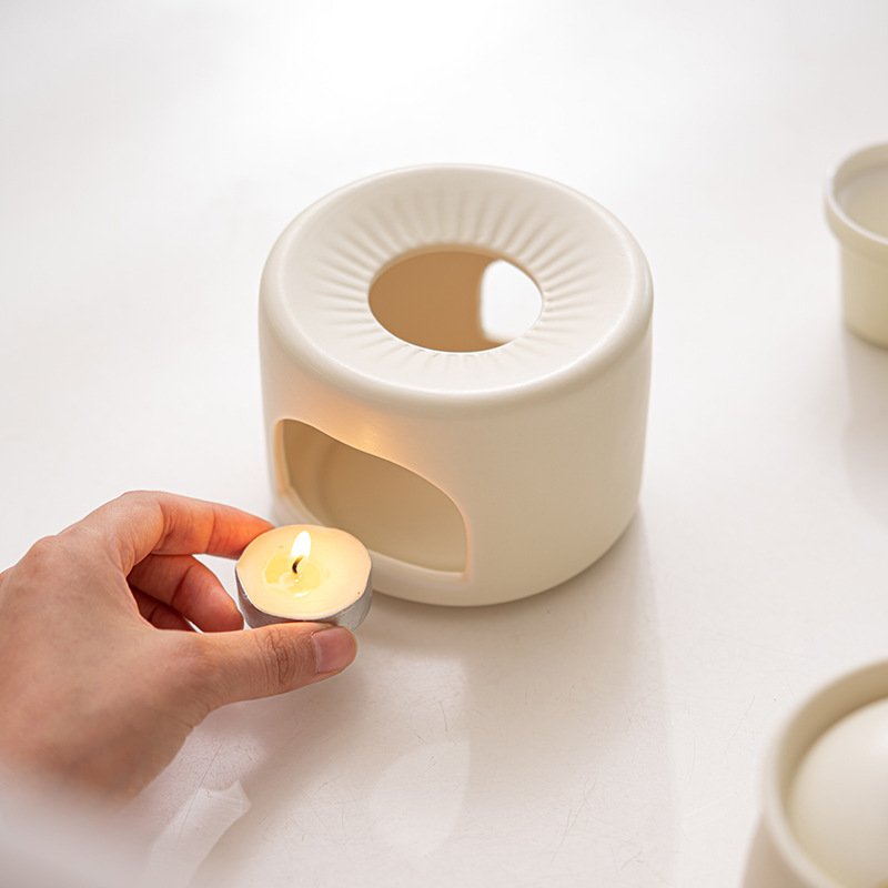 15.2 Fl Oz White Simple Elegant Ceramic Tea Pot With Wax Candle Warmer Set 15.2 Fl Oz White Simple Elegant Ceramic Tea Pot With Wax Candle Warmer Set
