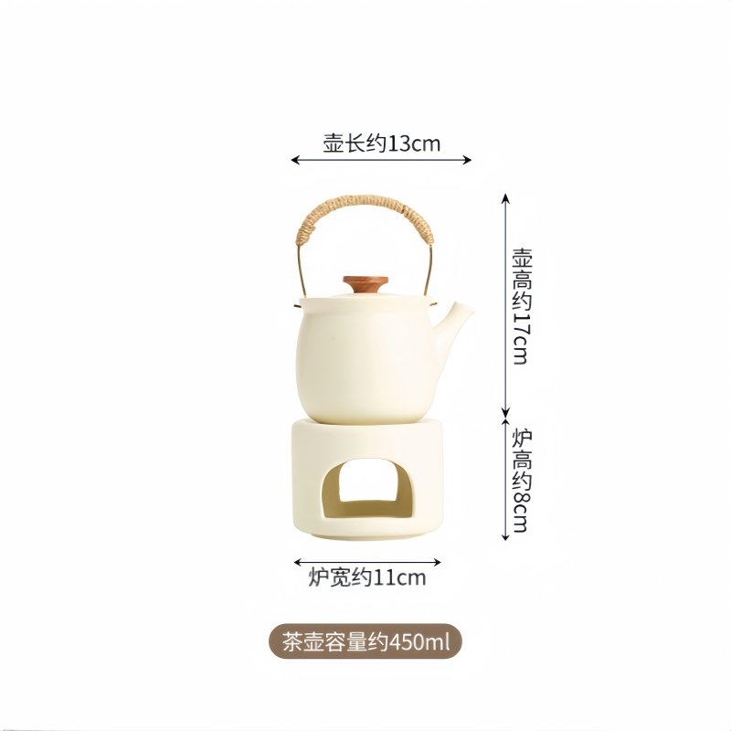15.2 Fl Oz White Simple Elegant Ceramic Tea Pot With Wax Candle Warmer Set 15.2 Fl Oz White Simple Elegant Ceramic Tea Pot With Wax Candle Warmer Set