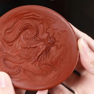 Handmade Gongfu Tea Accessories Purple Clay Tea Cup With Relief Dragon Playing With A Balll Figurine