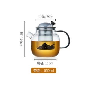 22 Fl Oz Grey High Borosilicate Glass Tea Pot With Mushroom Lid And Infuser Glass