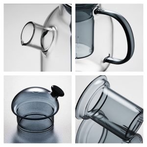 22 Fl Oz Grey High Borosilicate Glass Tea Pot With Mushroom Lid And Infuser Glass