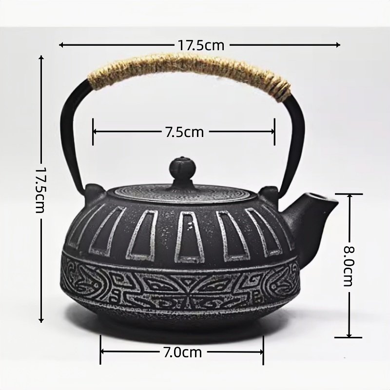 27 Fl Oz Black Antique Pattern Old Cast Iron Tea Kettle And Cups Set For Sale 27 Fl Oz Black Antique Pattern Old Cast Iron Tea Kettle And Cups Set For Sale