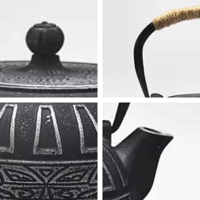 27 Fl Oz Black Antique Pattern Old Cast Iron Tea Kettle And Cups Set For Sale 27 Fl Oz Black Antique Pattern Old Cast Iron Tea Kettle And Cups Set For Sale