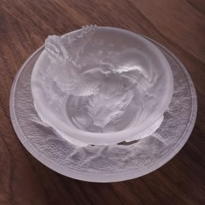 Chinese Gongfu Tea Ceremony Accessories Colored Glaze Year Of The Dragon Tea Cup With Relief Dragon Figurine And Saucer