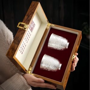 Antique Chinese Gilded In Silver Dragon Tea Cup Set With Relief Auspicious Dragon Figurines