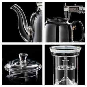 44 Fl Oz Modern High Borosilicate Heat Resistant Infuser Thick Glass Teapot For Sale