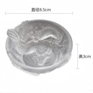 Chinese Gongfu Tea Ceremony Accessories Colored Glaze Year Of The Dragon Tea Cup With Relief Dragon Figurine And Saucer