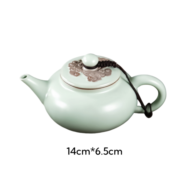 6.8 Fl Oz/200 Ml Traditional Ru Kiln White Antique Chinese Porcelain Teapot