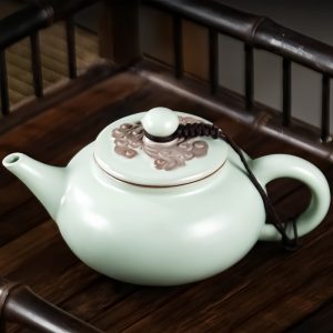 6.8 Fl Oz/200 Ml Traditional Ru Kiln White Antique Chinese Porcelain Teapot
