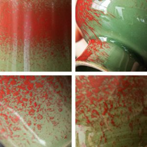 6.9 Fl Oz/205 Ml Handmade Green And Red Vintage Chinese Rough Pottery Teapot