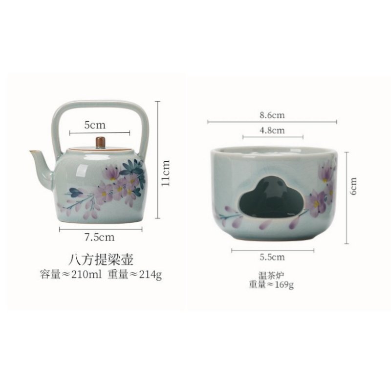 7.1 Fl Oz Antique Ice Crack Glaze Magnolia Flower Theme Porcelain Teapot And Candle Warmer 7.1 Fl Oz Antique Ice Crack Glaze Magnolia Flower Theme Porcelain Teapot And Candle Warmer