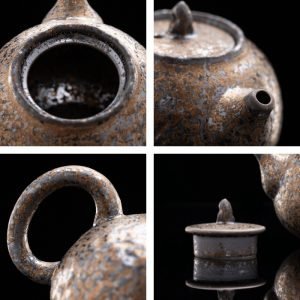 7.8 Fl Oz/230 Ml Rust Glaze Traditional Xishi Side Handle Chinese Ceramic Tea Kettles