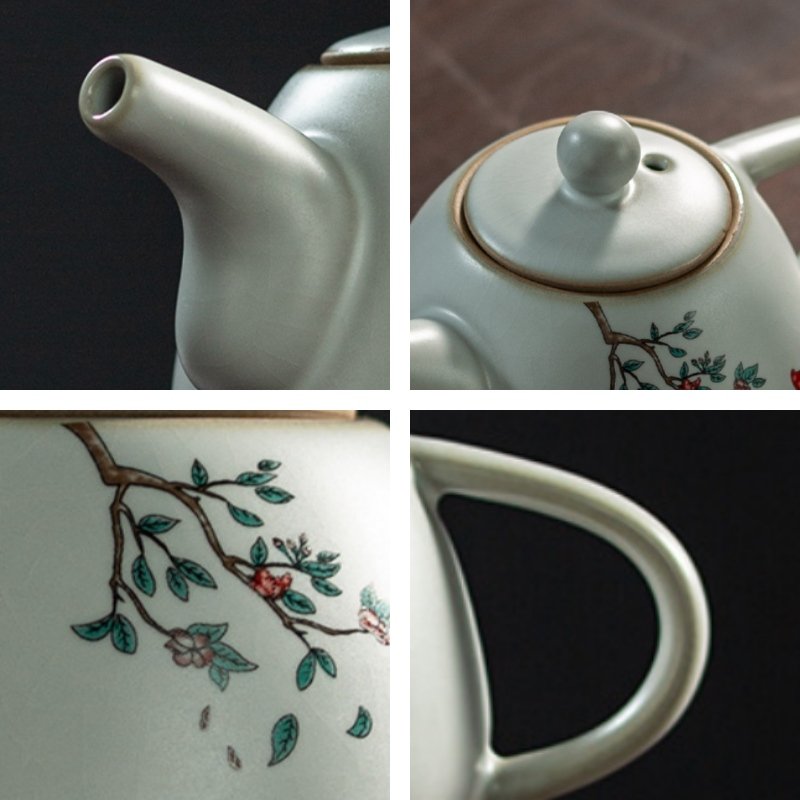 8.1 Fl Oz/240 Ml Ru Kiln Hand Painted Cat Theme Antique Chinese Porcelain Teapot 8.1 Fl Oz/240 Ml Ru Kiln Hand Painted Cat Theme Antique Chinese Porcelain Teapot