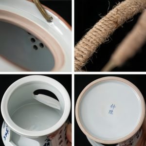 8.5 Fl Oz Small Antique Traditional Poem Theme Ceramic Tea Pot With Wax Warmer Set