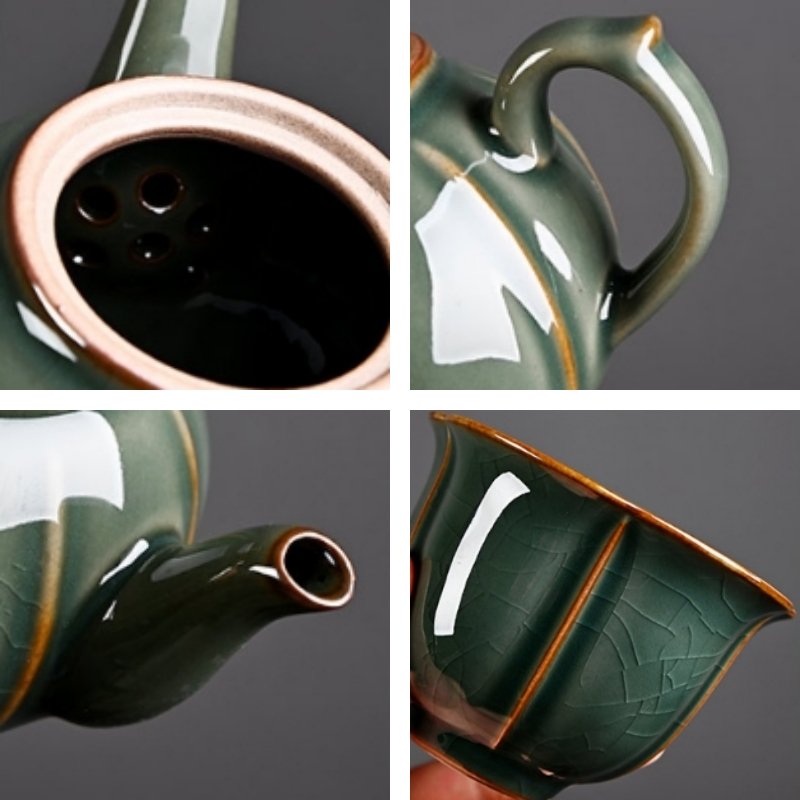 Ancient Antique Ge Kiln Crack Glaze Chinese Porcelain Tea Service Set For Sale Ancient Antique Ge Kiln Crack Glaze Chinese Porcelain Tea Service Set For Sale