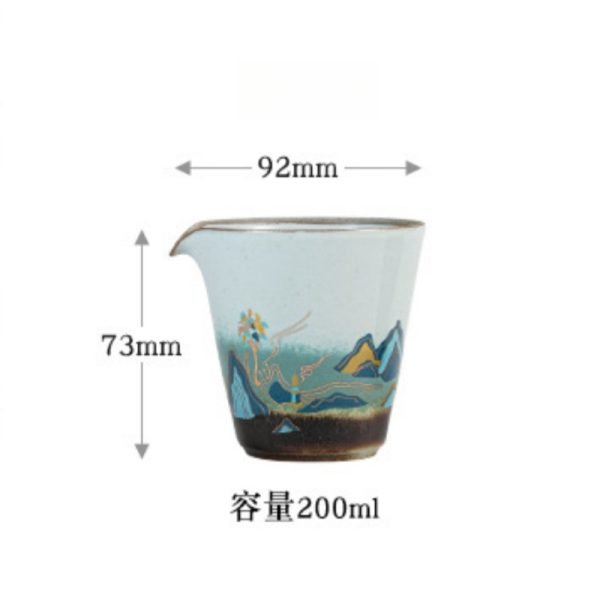 Anique Japanese Mountains Pattern Turquoise Blue Glaze Natural Kiln Transformation Cerami Kung Fu Cha Hai