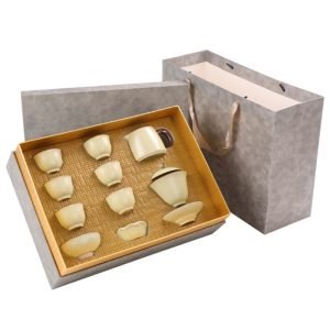 Antique Beige Ru Kiln Authentic Ceramic Chinese Ceremonial Tea Set For Sale
