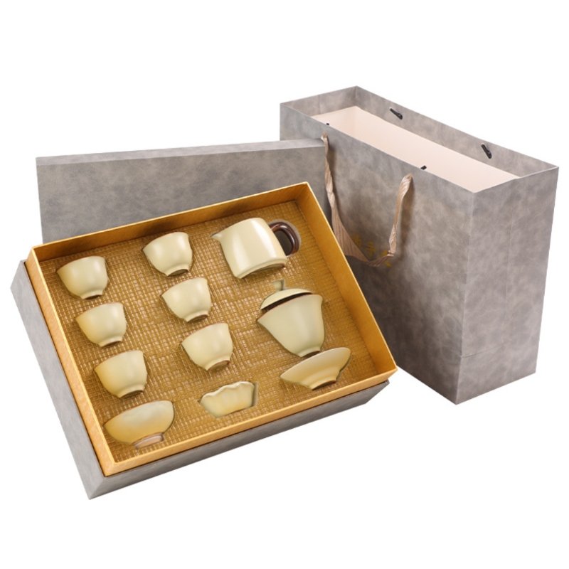 Antique Beige Ru Kiln Authentic Ceramic Chinese Ceremonial Tea Set For Sale Antique Beige Ru Kiln Authentic Ceramic Chinese Ceremonial Tea Set For Sale
