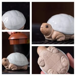 Antique Cyan And White Ru Kiln Spitting And Squirting Ceramic Turtle Chinese Gongfu Tea Pet
