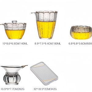 Antique High Borosilicate Crystal Clear Hammered Tea Set Glass For Sale