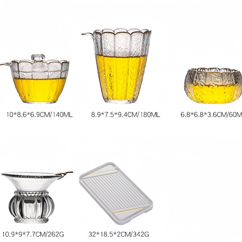 Antique High Borosilicate Crystal Clear Hammered Tea Set Glass For Sale Antique High Borosilicate Crystal Clear Hammered Tea Set Glass For Sale