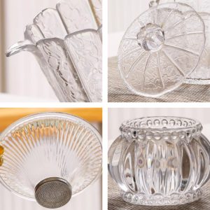 Antique High Borosilicate Crystal Clear Hammered Tea Set Glass For Sale