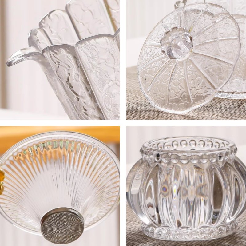 Antique High Borosilicate Crystal Clear Hammered Tea Set Glass For Sale Antique High Borosilicate Crystal Clear Hammered Tea Set Glass For Sale