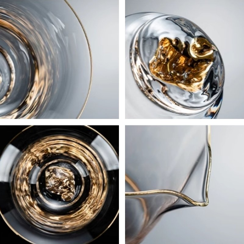 Antique High Borosilicate Heat Resistant Crystal Clear Golden Inlaid Glass Tea Ceremony Sets Antique High Borosilicate Heat Resistant Crystal Clear Golden Inlaid Glass Tea Ceremony Sets