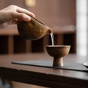 Antique Japanese Auspicious Clouds Brown Glaze Old Clay Chahai Gongfu Tea Ceremony Accessories