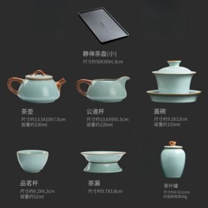 Antique Ru Kiln Style Celadon Porcelain Crack Glaze Gong Fu Tea Tray Set For Sale