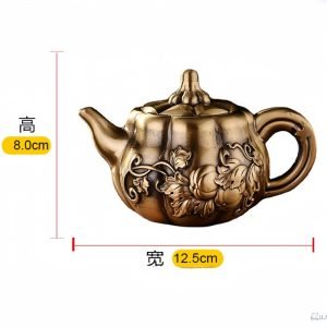 Antique Small Pumpkin Shaped Embossed Pattern Brass Tea Kettle For Sale