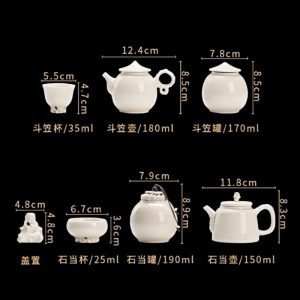 Antique White Lake Stone Theme Ceramic Traditional Tea Ceremony Set Japanese