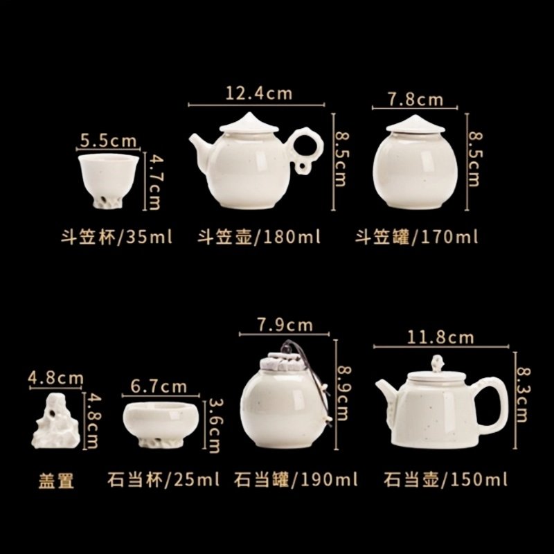 Antique White Lake Stone Theme Ceramic Traditional Tea Ceremony Set Japanese Antique White Lake Stone Theme Ceramic Traditional Tea Ceremony Set Japanese