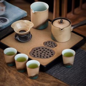 Authentic Antique Mountain Theme Traditional Ceramic Tea Service Set Japanese