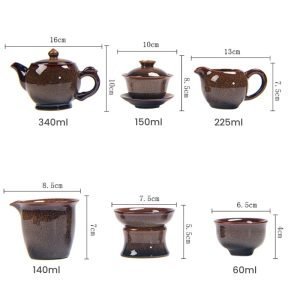 Authentic Jun Kiln Traditional Brown Ceramic Chinese Tea Ceremony Sets
