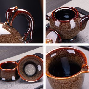 Authentic Jun Kiln Traditional Brown Ceramic Chinese Tea Ceremony Sets