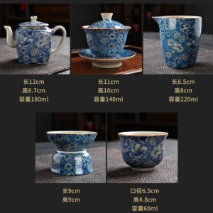 Authentic Ru Kiln Blue And White Porcelain Chinese Ceremonial Tea Sets Antique