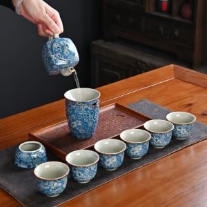 Authentic Ru Kiln Blue And White Porcelain Chinese Ceremonial Tea Sets Antique