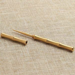 Bamboo Joint Shaped Brass Antique Chinese Tea Needle Tea Ceremony Knife For Sale