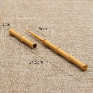 Bamboo Joint Shaped Brass Antique Chinese Tea Needle Tea Ceremony Knife For Sale