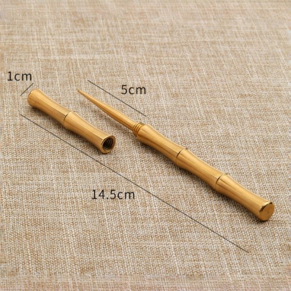 Bamboo Joint Shaped Brass Antique Chinese Tea Needle Tea Ceremony Knife For Sale