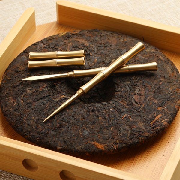 Bamboo Joint Shaped Brass Antique Chinese Tea Needle Tea Ceremony Knife For Sale