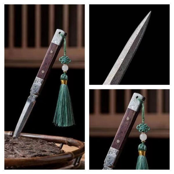 Best Antique Blackwood And Rosewood Tactical Damascus Steel Tea Ceremony Knives