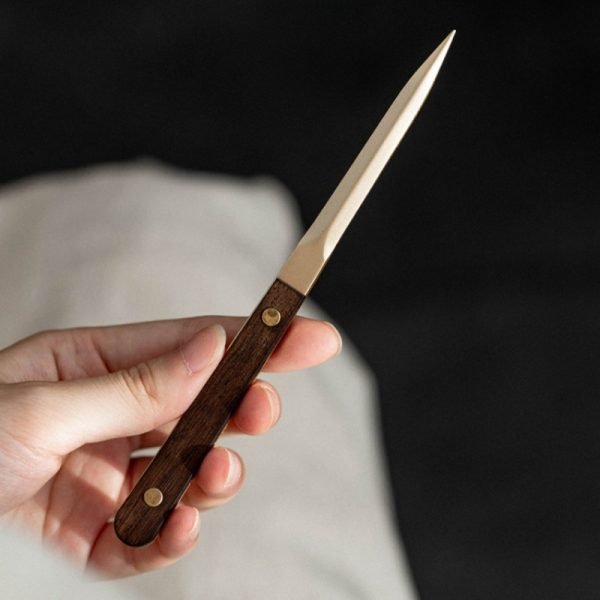 Best Antique Chinese Walnut And Brass Pu Erh Tea Ceremony Knife