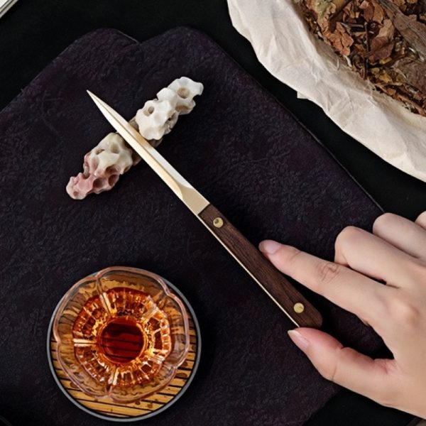 Best Antique Chinese Walnut And Brass Pu Erh Tea Ceremony Knife