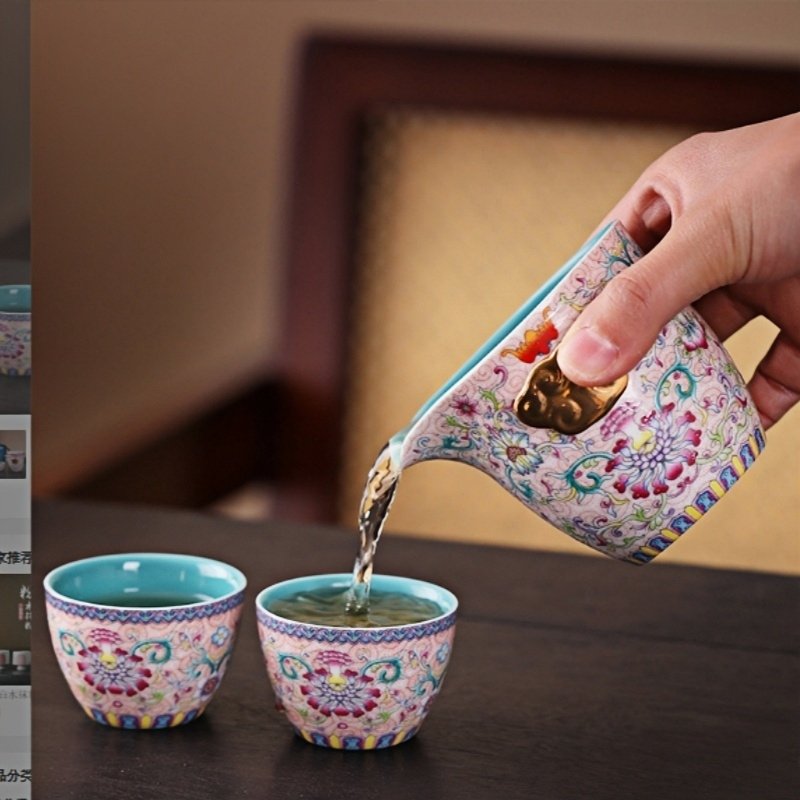 Best Antique Traditional Enamel Floral Ceramic Portable Travel Tea Container Kit Best Antique Traditional Enamel Floral Ceramic Portable Travel Tea Container Kit