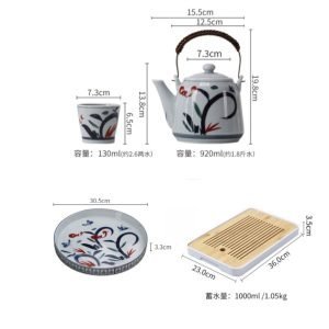 Best Ash Glaze Sea Grass Pattern Antique Ceramic Japanese Ceremonial Tea Set